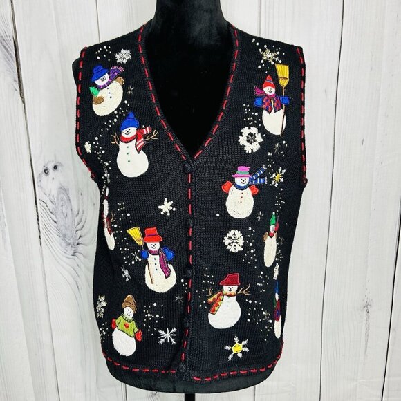 Designers Studio Originals Sweaters - Designers Originals Studio Christmas Sweater Vest Size S Snowman Vintage